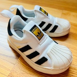 Adidas White/Black Leather Superstar 360 Kids Shoes Size 6.5K
